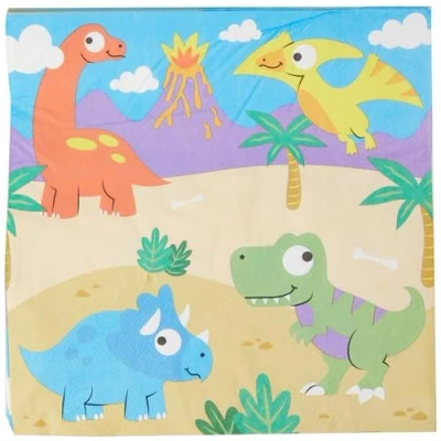 Image de Baker Ross Serviette Table Enfant motif Dinosaure Lot de 20, Decoration Anniversaire (FC980), Serviettes en Papier Multicolore