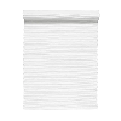 Image de LINUM UNI Chemin de Table 45x150 cm, Coton Côtelé, Lavable en Machine, Blanc