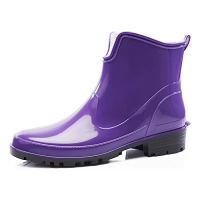 Image de Ladeheid Bottes en Caoutchouc pour Femmes Courtes Bottines Imperméables de Pluie Élégantes et Confortables LA 930 (Violet, 40 EU)