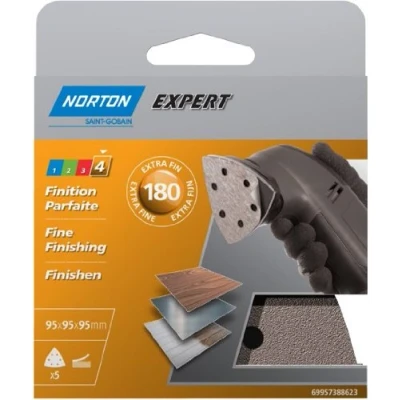 Image de Norton Lot de 5 Triangles perfores 6 Trous auto agrippants expert Diamètre 95 mm Grain 180
