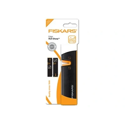 Image de Fiskars Aiguiseur pour couteaux à lame lisse en acier, Pierre aiguiser céramique, Edge, Roll Sharp, Noir/Orange, 1003098, Aucune