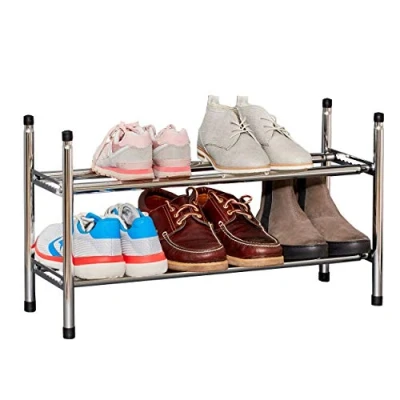 Image de Love IT Store Étagère à Chaussures Extensible en Métal, Design Empilable pour 10 Paires, Idéale Entrée, Salon Chrome Durable