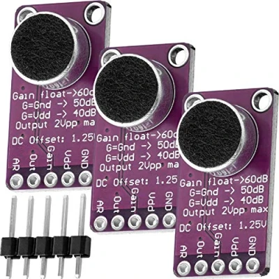 Image de AZDelivery 3X MAX9814 Contrôle Automatique de Gain Agc du Module Amplificateur Microphone à électret Violet Compatible avec Arduino et Raspberry Pi incluant Un E Book!
