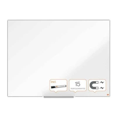 Image de Nobo Tableau Blanc Magnétique Acier Nano Clean avec Porte Marqueurs, 1200 x 900 mm, Bords Fins, Système de Fixation InvisaMount, Impression Pro, Blanc, 1915403