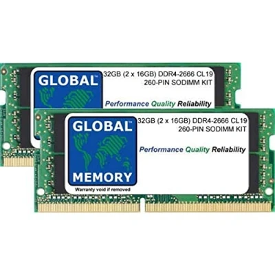 Image de GLOBAL MEMORY 32Go (2 x 16Go) DDR4 2666MHz PC4 21300 260 PIN SODIMM MÉMOIRE RAM KIT pour 27 Pouce Retina 5K iMac (2019)