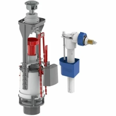 Image de Kit Mécanisme Poussoir NF + Robinet Flotteur EDOUARD ROUSSEAU Chromé