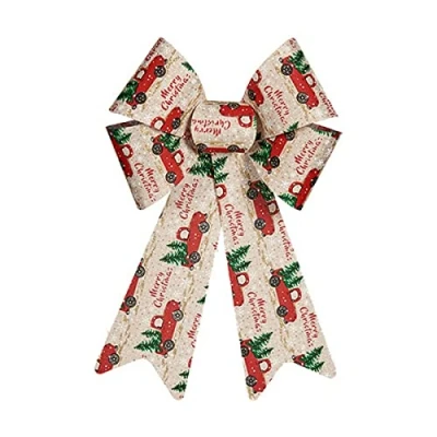 Image de Lien décorations de noël 15 x 25 cm voitures rouge beige pvc