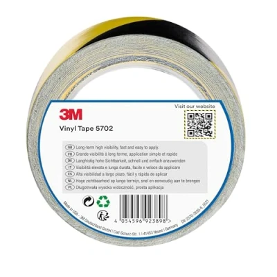 Image de 3M Ruban adhésif vinyle 5702, Jaune/Noir, 50 mm x 33 m
