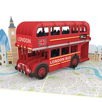 Image de MOKIO® Carte Pop Up Bus à impériale Londres d&#039;anniversaire 3D pour des vacances en Angleterre, de vœux