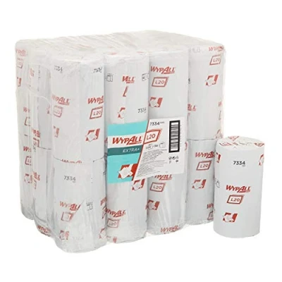 Image de Essuie tout WypAll 7334 L20 pour le nettoyage et l&#039;entretien, rouleaux compacts, 2 épaisseurs, bleus (24 de 140 formats)