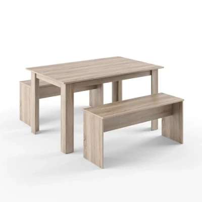 Image de Vicco Ensemble de Table à Manger Sentio, Sonoma, 90 x 140 cm avec 2 bancs