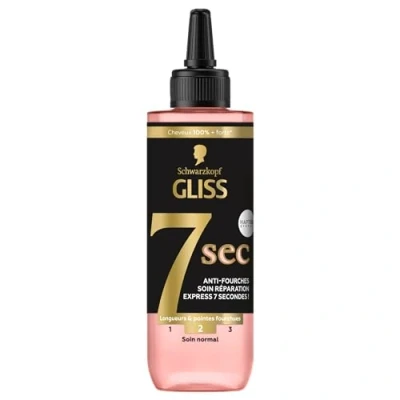 Image de Schwarzkopf Gliss Soin Réparation Express 7 Secondes SOS Longueurs et Pointes Fourchues Souplesse Brillance Complexe Ionique Huile de Pépin Raisin 200 ml