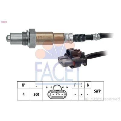 Image de FACET 10.8510 Sonde lambda chauffé, planaire, Filetage prégraissé FORD: FIESTA 7, Focus Mk4 3/5 portes