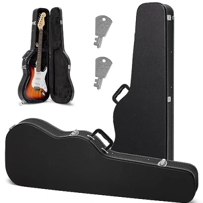 Image de CAHAYA Étui Rigide pour Guitare électrique doublé en polyuréthane Robuste avec Fermeture de sécurité Standard CY0343 Noir, Valise