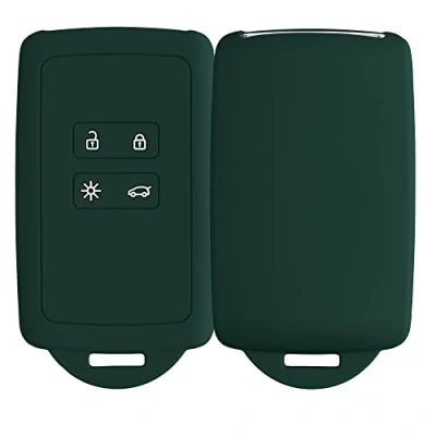 Image de kwmobile Accessoire Clé de Voiture Compatible avec Renault Smart Key 4 Bouton (Keyless Go Uniquement) Coque en Silicone Souple Embout Porte Vert Sapin