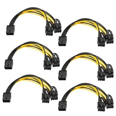 Image de WANGCL Lot de 6 câbles répartiteurs PCIe 8 broches vers double (6 + 2) pour carte graphique PCI Express alimentation GPU VGA Mining Video Card Converter Cable PCS)