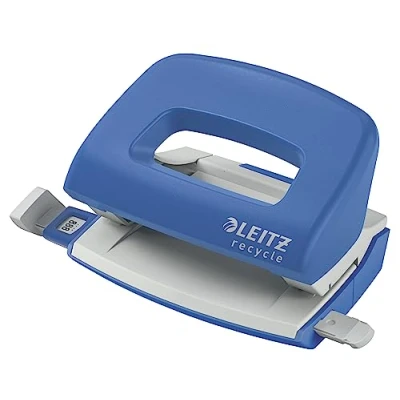 Image de LEITZ Mini Perforatrice, Capacité 10 Feuilles A4, 100% Recyclable, Acier &amp; Plastique Recyclé, Compensée en CO2, Eco responsable, Gamme NeXXt Recycle, coloris Bleu, 50100035