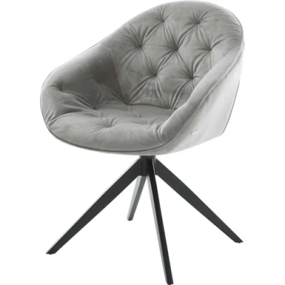 Image de Chaise pivotante Gaio Flex velours gris pied croisé large noir pivotement sur 360 fonction bascule