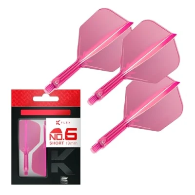 Image de Target Darts K Flex Integrated Dart Flight And Shaft, No.6 Rose (Court) Pack de 3 fléchettes No 6, 2 en 1 moulé avec précision et tige fléchette Accessoires professionnel