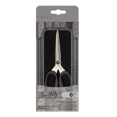Image de Tim Holtz Ciseaux de 15,2 cm Polyvalents pour Couper Le Tissu, Les travaux manuels et la Couture Mini Robustes avec Micro Pointe en Titane poignée Confortable