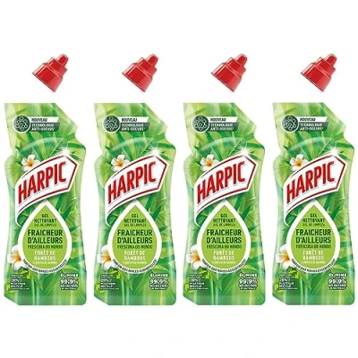 Image de Harpic Gel WC Nettoyant Fraicheur d&#039;Ailleurs Parfum Foret de Bambous avec technologie anti odeurs Lot 4 x 750 ml