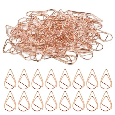 Image de Lot de 100 trombones en forme goutte d&#039;eau pour livre, mémo, papier, affiche, photo, 25 x 15 mm