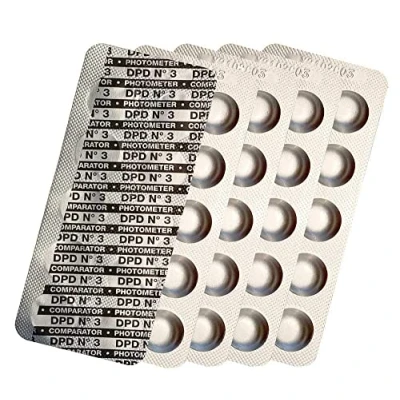 Image de harren24 Pastilles de test photomètre Chlore DPD1, DPD3, Oxygène actif DPD4, valeur du pH Phenol Red, Alkalinity M, CYA Test, Testeur d&#039;eau piscine 50x 100x 250x 500x (DPD3 / 50x)