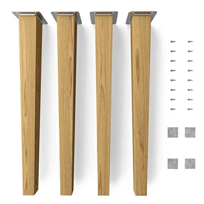 Image de Sossai Pieds de Table en Bois Clif Square Finition à l&#039;huile Hauteur: 45 cm HMF3 carré, Conique (Version Droite) Matériau: Massif (chêne) pour Meubles, d&#039;appoint
