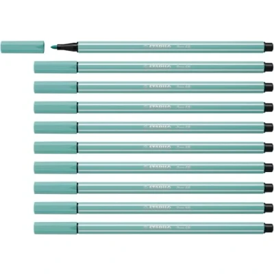 Image de Feutre dessin STABILO Pen 68 Lot x 10 feutres de coloriage pointe moyenne Vert Eucalyptus (68/12)