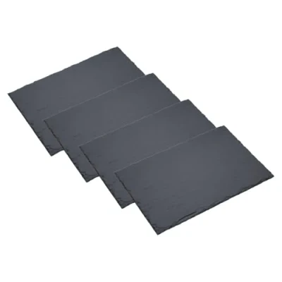 Image de Artesa, Set De 4 Sets Table / Assiettes En Ardoise, 30 X 20 cm, Ardoise Noire