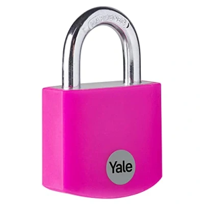 Image de Yale YE3B/38/119/1/P Cadenas de sécurité standard en aluminium 38 mm Rose Anse ouverte acier trempé 3 clés