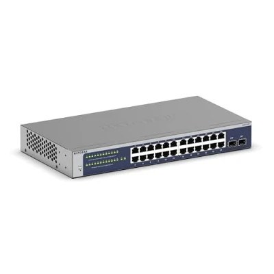 Image de NETGEAR (GS724TV6) Smart switch Web manageable Gigabit Ethernet 24 ports manageable, gestion dans le cloud Insight 1 an en option, avec 2 SFP Gigabit, sur un bureau ou rack,garantie à vie