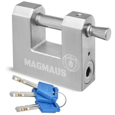 Image de Magmaus® RTL/60 Cadenas sécurisé ultra résistant 3 clés [Acier inoxydable] aux intempéries Idéal pour container, portail, garage