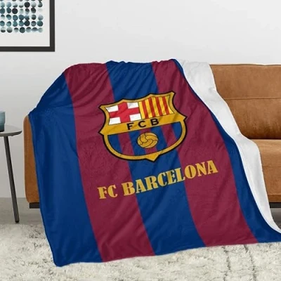 Image de cotobo FC Barcelona Couverture Douce et Moelleuse en Flanelle Polaire pour TV / canapé de Microfibre