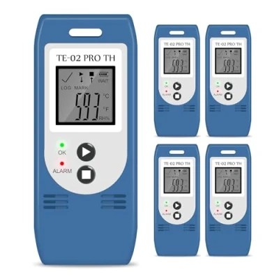 Image de ThermElc TE 02 Pro TH Enregistreur de Température et d&#039;humidité avec Rapports CSV PDF Automatiques, Compare les Données Multi appareils, Surveille le Stockage Froid Congelé Certificat d&#039;étalonnage