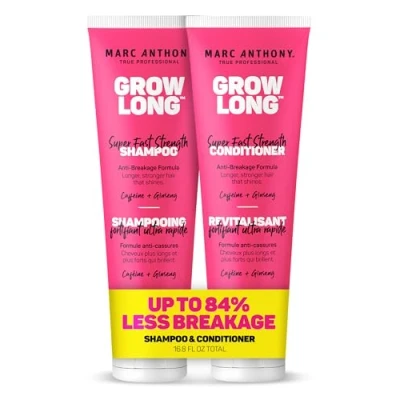 Image de Marc Anthony shampoing et Après Grow Long Biotine profond anti frisottis pour pointes fendues rupture Vitamine E, caféine ginseng cheveux bouclés, secs
