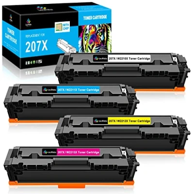 Image de LeciRoba 207X (avec Puce) pour Cartouche HP W2210X W2211X W2212X W2213X W2210A W2211A W2212A W2213A 207A ,pour Color Laserjet Pro MFP M283fdw M283fdn M282nw M255dw M255nw (4 Paquets)