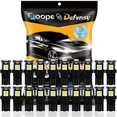 Image de Defvnsy 194 168 T10 W5W 501 LED Ampoule, pour Ampoules Voiture Feux Dôme, Plaque D&#039;immatriculation, Tableau de Bord, Coffre, Lecture, 6000K Blanc Ampoule Intérieur 12V avec 5050 5SMD Lumière