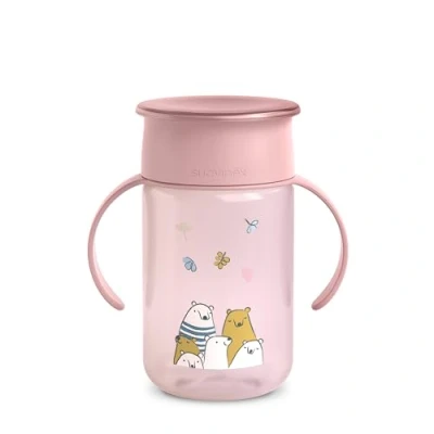 Image de Suavinex, gobelet d&#039;apprentissage pour bébé, 360 avec système anti fuite et fuite, Magic Cup poignées couvercle, passe au lave vaisselle micro ondes, 340 ml, tasse