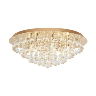 Image de Lindby Plafonnier Gillion à intensité variable en Doré Cristal e. a. pour Salon &amp; Salle manger (à 8 lampes, G9), cristal, plafonnier, lampe