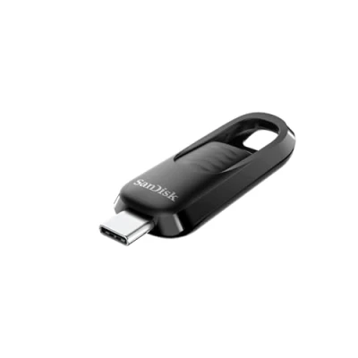 Image de SanDisk Ultra Slider 128 Go Flash Drive, Clé USB 3.2, des vitesses allant jusqu&#039;à 400 Mo/s, Type C, 3.2 Gen 1, Connecteur Rétractable, Sauvegardez et transférez vos fichiers plus rapidement, Noir