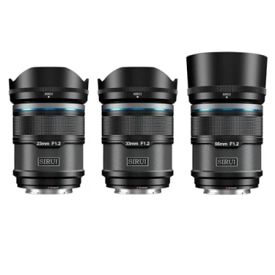 Image de SIRUI Sniper F1.2 Ensemble d&#039;objectifs autofocus 23 mm, 33 56 grand angle APS C (AS 3S EB, monture E, noir)