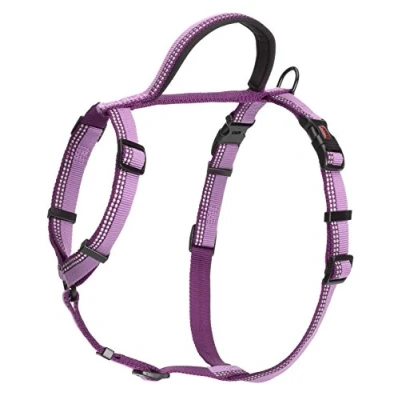 Image de Harnais de Promenade HALTI Design léger avec 5 Sangles Réglables, Bande Réfléchissante et Poignée Souple Doublée Néoprène. anti traction pour toute race chien (Taille L, Violet)