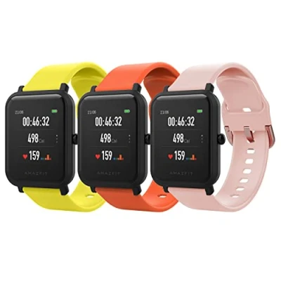 Image de MoKo 3 Pack Bracelets Compatible avec Amazfit Active/GTS 4/4 Mini/GTS 3/GTS/GTS 2/2 Mini/2e/Bip 3/3 Pro/Bip/Bip Lite/Bip S/U/U Pro/GTR 42mm/GTR Mini, 20mm Bracelet en Silicone de Remplacement, J+O+R