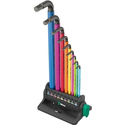 Image de Wera 05133165001 950/9 Hex Plus Multicolour 3 Jeu de clés coudées, métriques, BlackLaser, 12 pièces
