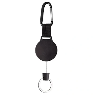Image de KUUQA Porte clés rétractable robuste avec câble en acier de 100 cm, noir
