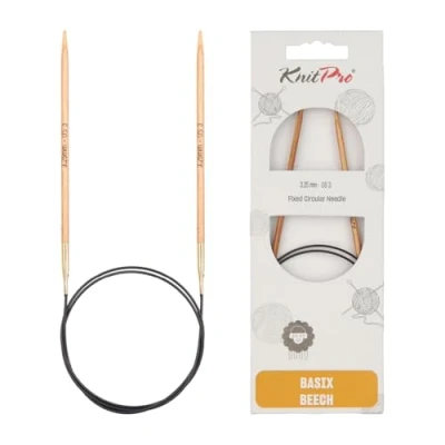 Image de KnitPro Basix Aiguilles à Tricoter circulaires Fixe épingles, Bouleau, Multicolore, 80 cm x 3,25 mm