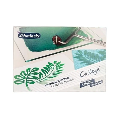 Image de Schmincke College® Linogravure, set d&#039;impression linogravure avec 5 tubes en 75 ml, 84 001 097, encres pour artistes qualité d&#039;étude, encre à faible odeur, impression régulière.