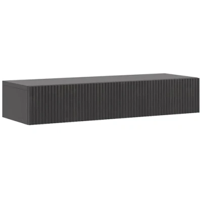 Image de Selsey Console D&#039;Entrée Suspendue 90 x 17 cm Table avec Tiroir À Lamelles Frêne Portland Noir Nolie