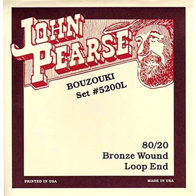 Image de John Pearse Strings® 5200L Jeu de Cordes pour Irish Bouzouki 80/20 Bronze Wound Loop End 10 Simples Light Gauge Customs 11 40